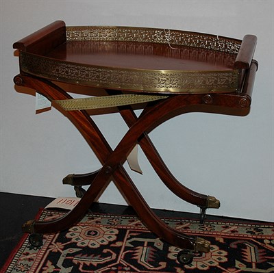 Lot 164 - Regency Style Brass and Mahogany Tray on...
