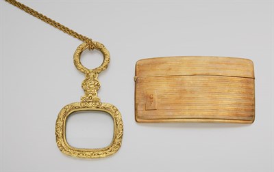 Lot 2595 - Gold Chain and Metal Magnifying Glass and Gold Card Case