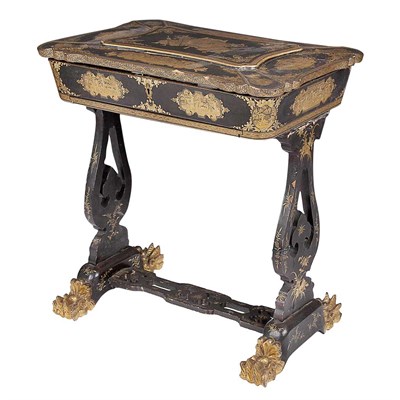 Lot 229 - Chinese Export Parcel Gilt Black Lacquer...