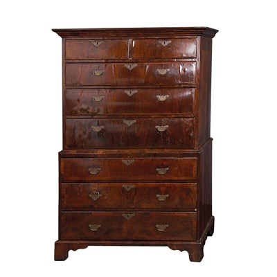 Lot 213 - George II Featherbanded Walnut Chest on Chest...