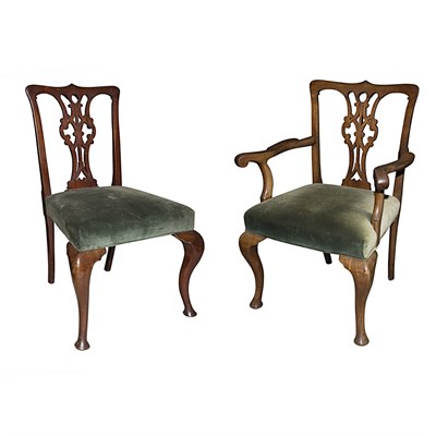 Lot 195 - Set of Eight Georgian Style Mahogany Dining...