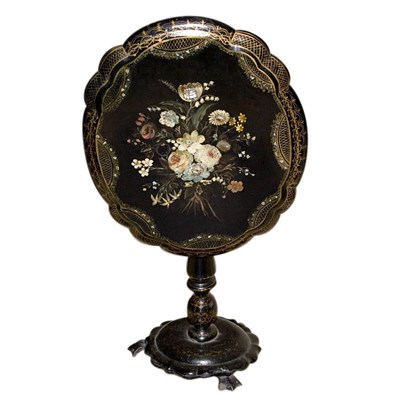 Lot 1376 - Victorian Mother-of-Pearl Inlaid Papier Mache...