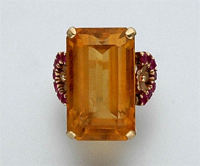 Lot 2494 - Gold, Citrine and Ruby Ring