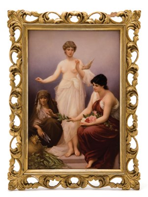 Lot 4153 - Framed KPM Painted Porcelain Plaque After Paul...