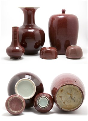 Lot 2021 - Group of Chinese Red Glazed Porcelain Articles...
