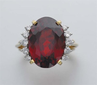 Lot 14 - Garnet and Diamond Ring