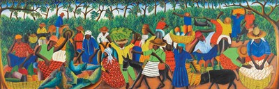 Lot 2185 - Wilmino Domond Haitian, b. 1925 Market, 1960...