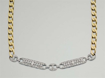 Lot 256 - Gold, Platinum and Diamond Curb Link Necklace