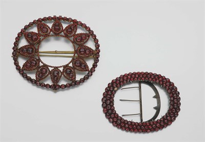 Lot 2 - Antique Garnet Barrette and Belt Buckle