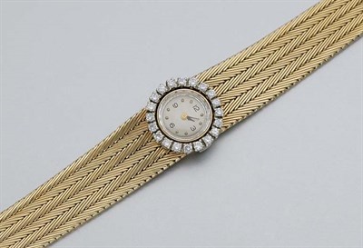 Lot 183 - Gold and Diamond Mesh Wristwatch