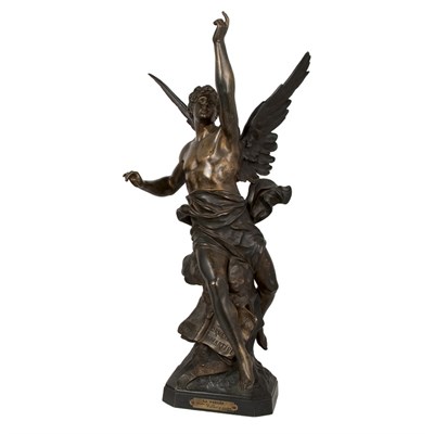 Lot 249 - Bronze Figure of a Male Angel La Pensee...