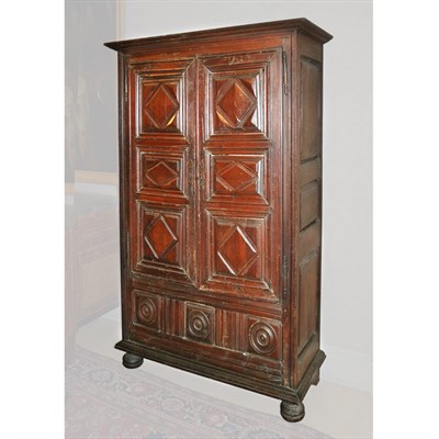 Lot 222 - Provincial Baroque Oak Armoire Height 6 feet 1...