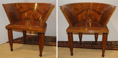 Lot 1276 - Pair of Biedermeier Walnut Tub Chairs Late...