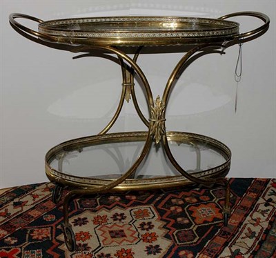 Lot 1278 - French Art Nouveau Brass and Glass Drinks Cart...