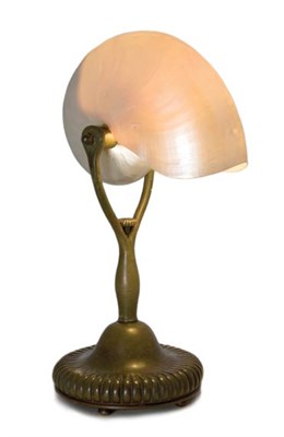 Lot 3275 - Tiffany Studios Bronze and Nautilus Shell Desk...