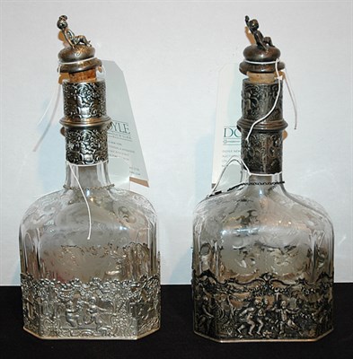 Lot 3131 - Pair of Bohemian Style Silver Mounted Glass...