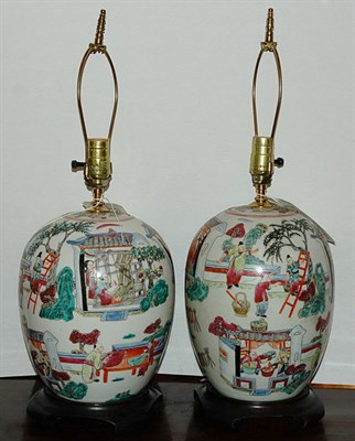 Lot 1489 - Pair of Chinese Porcelain Lamps Height 24 inches.