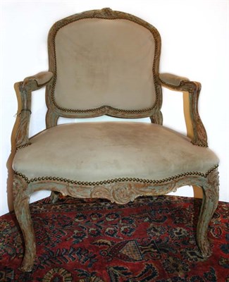Lot 4579 - Louis XV Style Carved and Painted Fauteuil The...