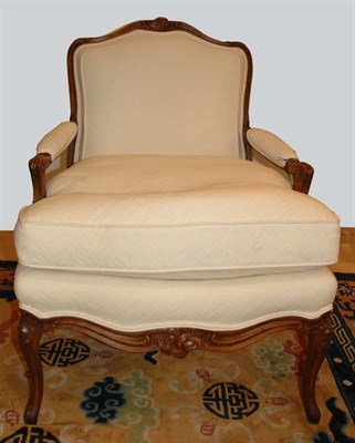 Lot 649 - Louis XV Style White Upholstered Fauteuil