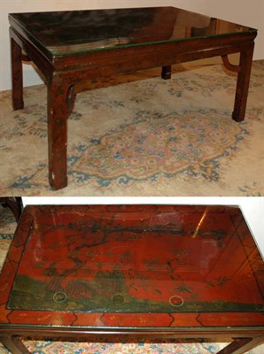 Lot 652 - Chinese Red Lacquered Low Table Height 19 1/2...
