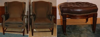 Lot 244 - Pair of George III Style Brown Upholstered...