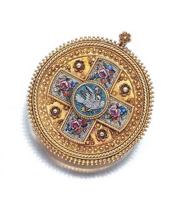 Lot 439 - Archeological Revival Gold and Micromosaic Pendant-Brooch