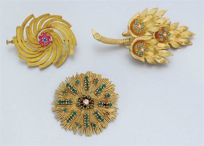 Lot 9 - Three Gold Brooches