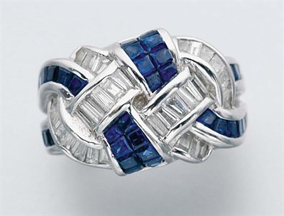 Lot 11 - White Gold, Sapphire and Diamond Braid Ring