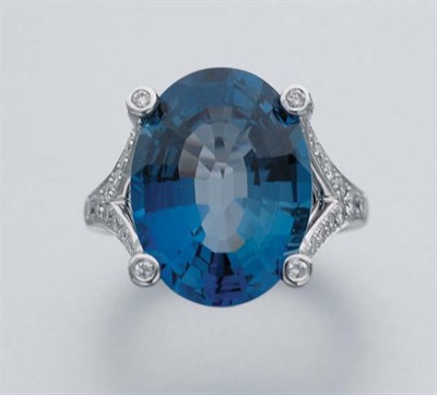 Lot 204 - Blue Topaz and Diamond Ring