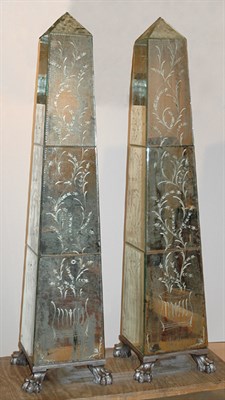 Lot 1598 - Pair of Neoclassical Style Etched Mirror...