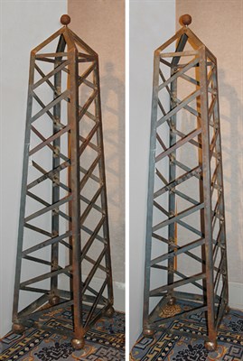 Lot 1463 - Pair of Neoclassical Style Metal Obelisk-Form...