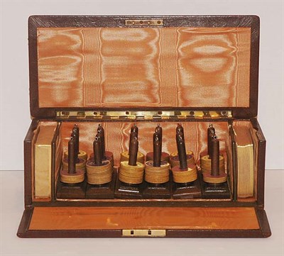 Lot 1301 - Leather Game Box Containing Playing Cards and...