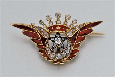 Lot 240 - Antique Enamel and Diamond Pendant-Brooch