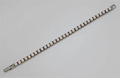Lot 241 - Cultured Pearl and Diamond Bracelet