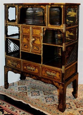 Lot 124 - Asian Parcel Gilt and Lacquered Etagere Height...
