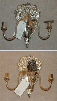 Lot 296 - Pair of Georgian Style Silvered Metal Shield...