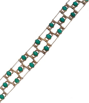 Lot 449 - Antique Gold and Green Chrysoprase Choker Necklace