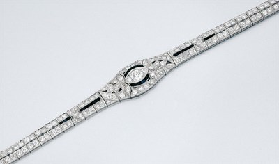 Lot 590 - Diamond and Black Onyx Bracelet