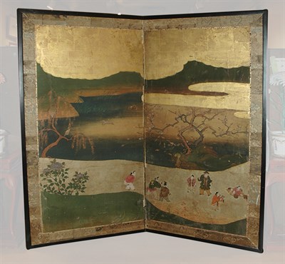 Lot 137 - Asian Chinoiserie Decorated Two-Panel Screen...