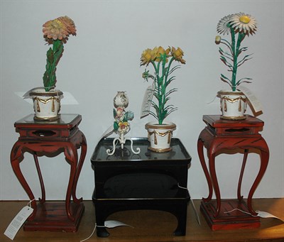 Lot 140 - Four Italian Polychrome Painted Metal Flower...