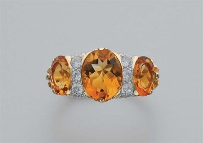Lot 24 - Gold, Citrine and Diamond Ring