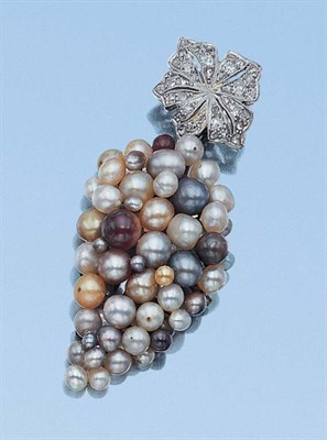Lot 555 - Multi-Colored Pearl and Diamond Pendant