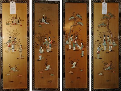 Lot 141 - Set of Four Asian Hardstone Decorated...