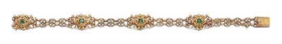 Lot 431 - Antique Gold, Demantoid Garnet and Diamond Bracelet