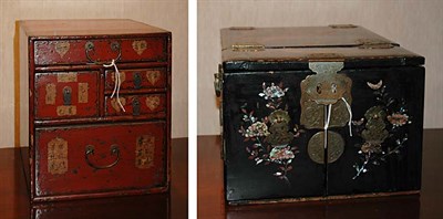 Lot 143 - Two Asian Lacquered Jewelry Boxes Height of...
