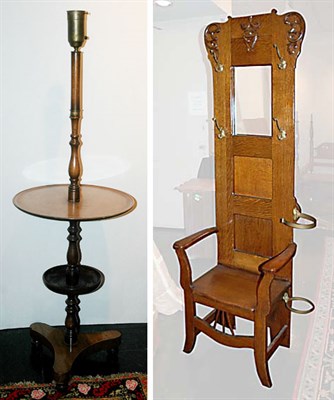 Lot 158 - Victorian Style Oak Hall Chair; Together with...
