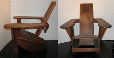 Lot 161 - Pair of Adirondack Style Mahogany Armchairs