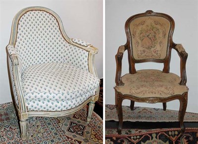 Lot 177 - Two Louis XV Style Walnut Fauteuils; Together...