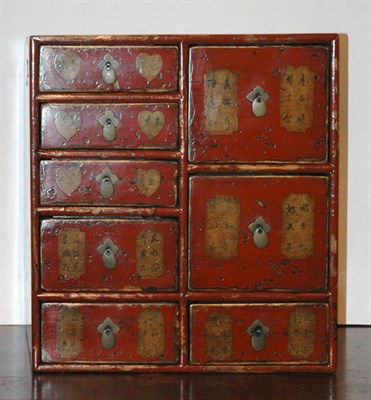 Lot 183 - Asian Red Lacquered Table Top Chest Height 17...