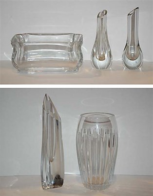 Lot 195 - Five Baccarat Colorless Glass Vases Height of...